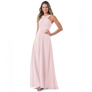 Azazie Kaleigh dress. A-Line Pleated Chiffon Floor-Length Dress Blushing Pink